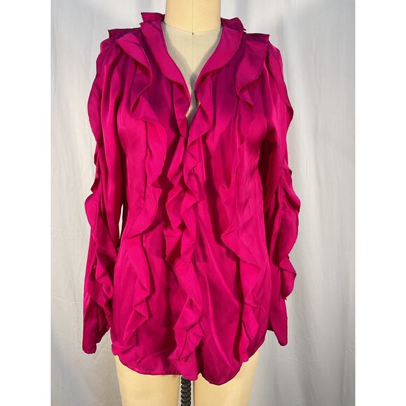 Nicholas Amira 'Bias' Pink Ruffle Long Sleeve Top Size 8 - NWT - Picture 2 of 6